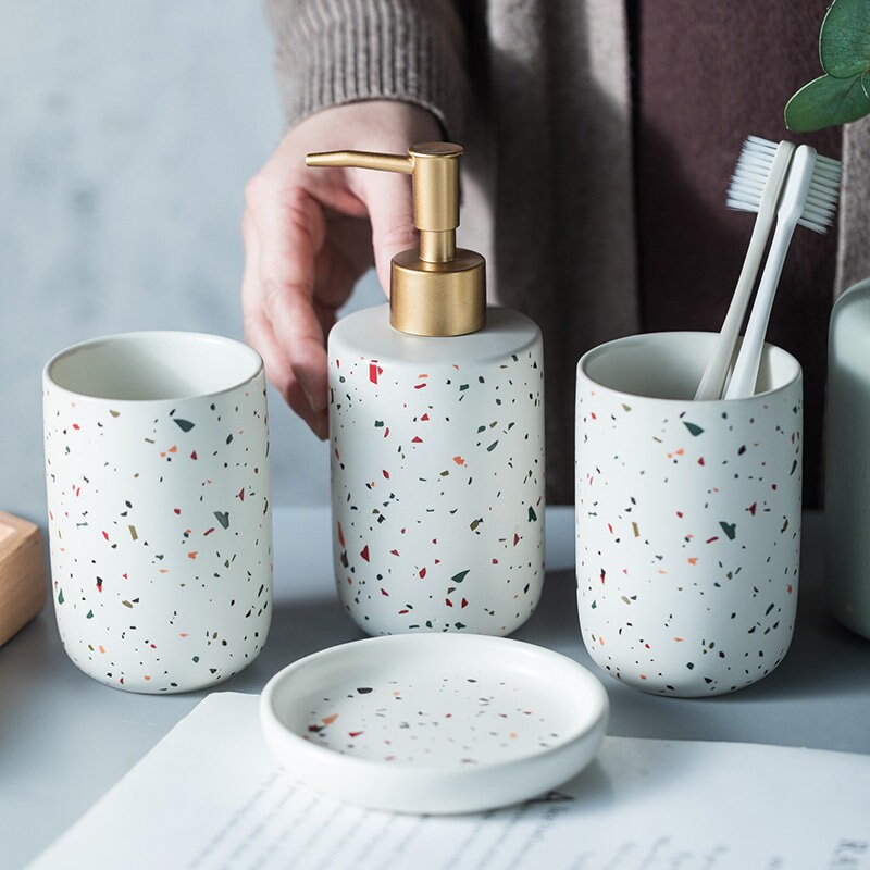 4pcs/set Modern Ceramic Bathroom Accessories Set Bathroom Etsy
