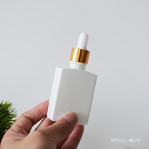 1-200pcs 30ml 1oz Matte White Glass Essential Oil Dropper Bottle, Gold Serum Oil Pipette Dropper Bottle, Wholesale