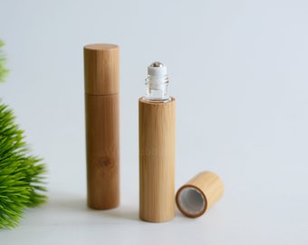 100 pz/lotto 10ml Bottiglie di Rullo di Olio Essenziale di Legno di Bambù Naturale, Rotolo di Vetro sulla Bottiglia, Bottiglia di Rullo di Olio di Balsamo per Profumo per la Cura delle Labbra, commercio all'ingrosso