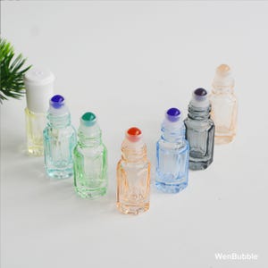 Frascos roll-on de vidro colorido de 3ml (1-500 unidades), mini frascos de amostra de cosméticos para viagem, frascos portáteis vazios para perfumes, roll-on para óleos essenciais, atacado.