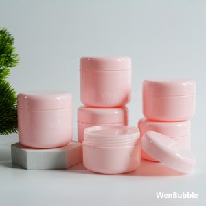 1-200pcs 100g 150g Empty Plastic Pink Cream Jar Container, DIY Handmade Cosmetic Packaging, Travel Replacement Container Bottle, Wholesale