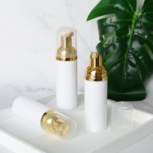 30ml 50ml 80ml 100ml Gold Lash Foaming Pump Bottles, Facial Cleanser Bottles, Empty Bottles for Beauty Cosmetic Products, Wholesale, Bulk