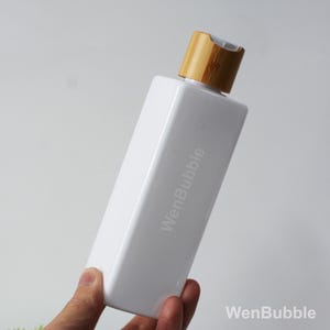 1-100pcs 250ml 8oz Clear White Square Plastic Lotion Soap Dispenser Bottle, Bamboo Wooden Bathroom Conditioner Shampoo Dish Bottle