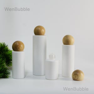 1-200pcs 20ml 30ml 50ml 60ml 80ml 100ml 120ml Natural Wooden Matte White Glass Skin Care Essential Oil Bottle, Facial Oil Bottle, Wholesale