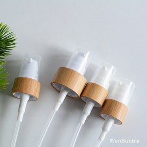 1-500pcs 18mm 20mm 24mm 18/410 20/410 24/410 Natural Bamboo Wooden Lotion Treatment Oil Pump Top, Bottle Closure Lids, Wholesale