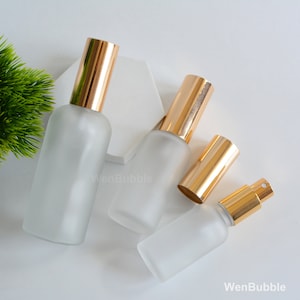1-500px 15ml 30ml 50ml 100ml Frosted Matte Glass Gold Fine Mist Oil Spray Bottle, Linen Room Bed Mist Scents Spray Bottle, Wholesale