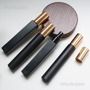 1-500pcs 10ml Matte Black Square Round Glass Vial Perfume Spray Bottle, Travel Perfume Fragrance Aroma Bottle, Mister Bottle, Wholesale