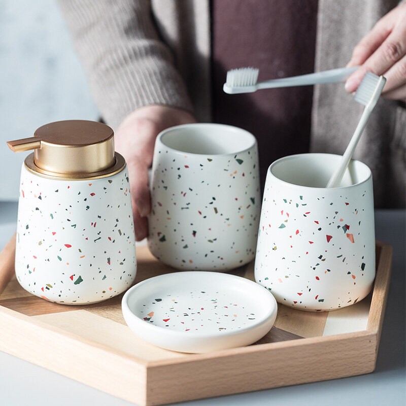 4pcs/set Modern Ceramic Bathroom Accessories Set Bathroom Etsy