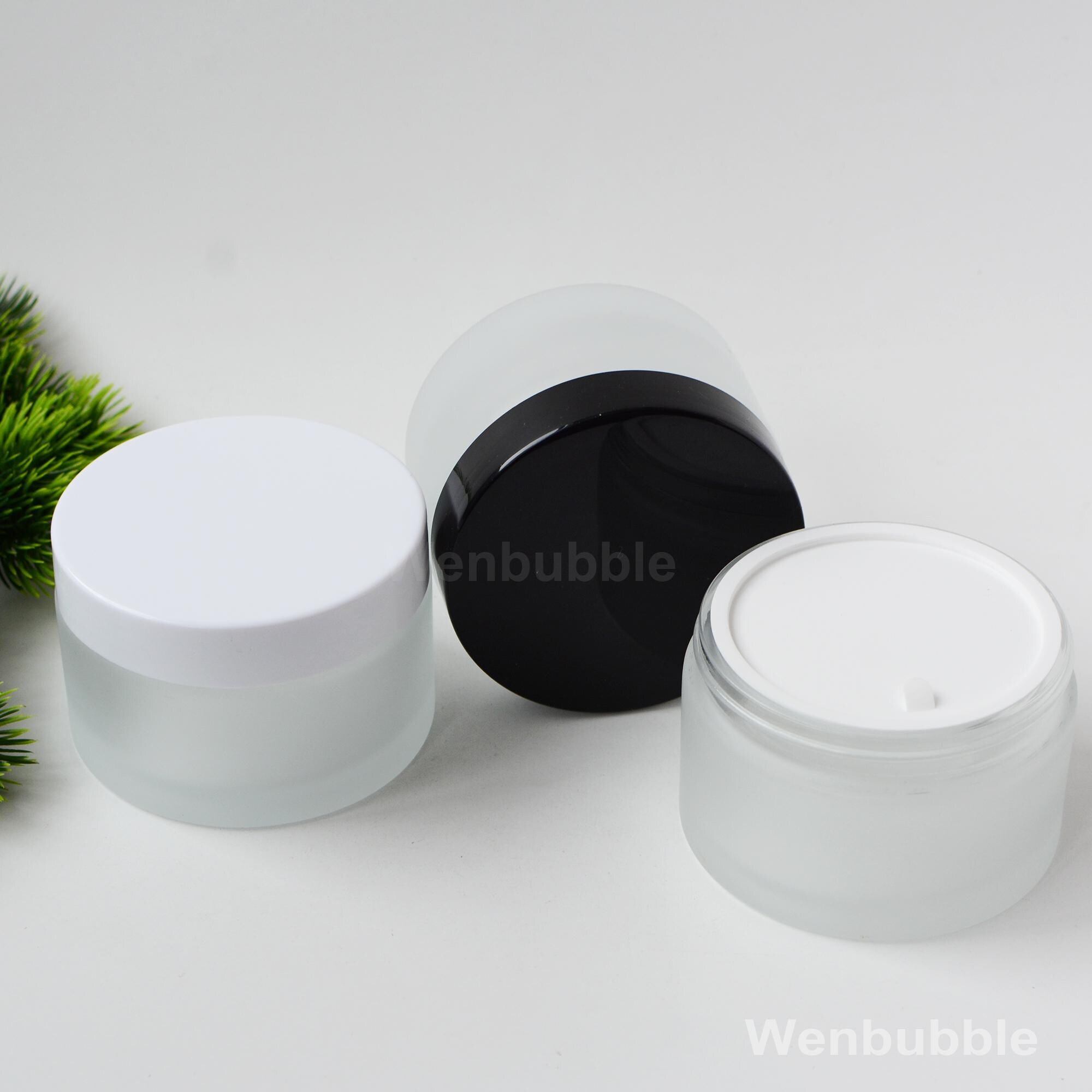1-200pcs 200g 7oz Frosted Glass Cream Jar Container, Face Cream Body ...