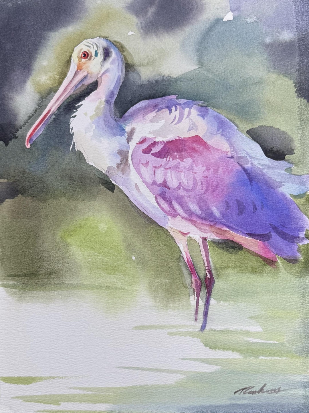 Roseate Spoonbill | Original Art | Watercolor Painting | Waterfowl ...