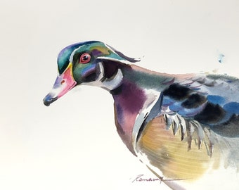 Wood Duck Original Art Watercolor Painting Wildlife | NOT A PRINT