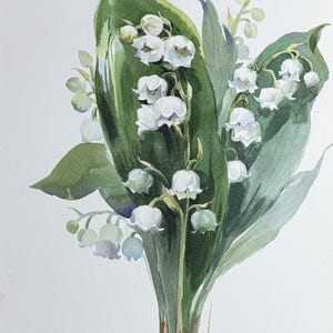 Aquarelle originale de muguet, décoration murale, oeuvre d'art | PAS UNE IMPRESSION