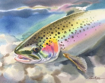 Rainbow Trout | Original Art | Watercolor Painting | Gift Artwork | Wall Décor | NOT A PRINT