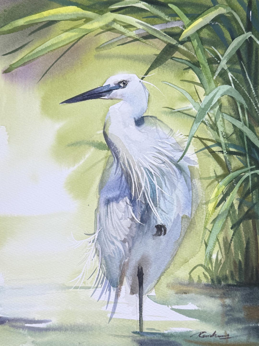 Great Egret | Original Art | Watercolor Painting | Wildlife | NOT A ...