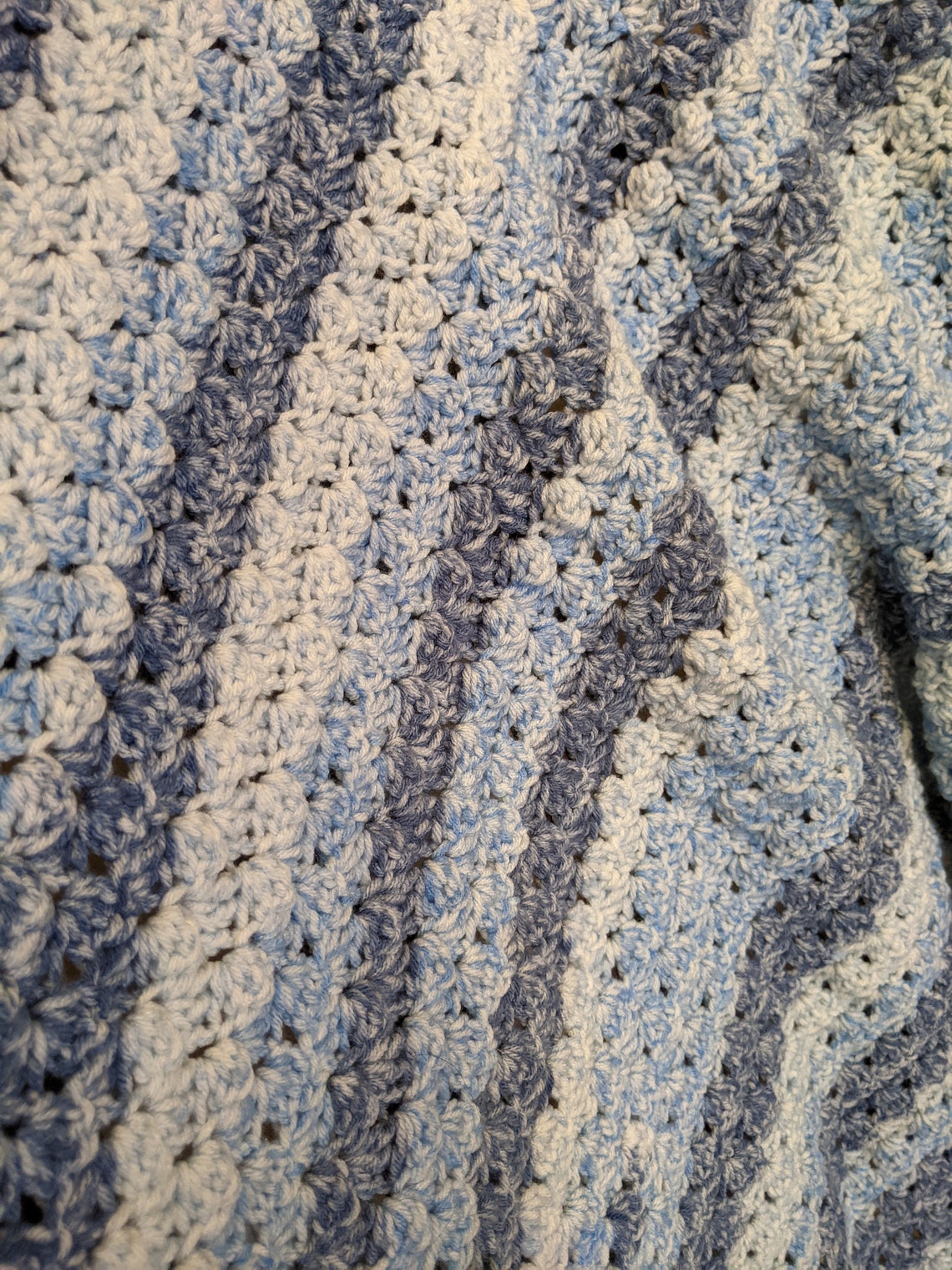 Crocheted Denim Stripe Baby Blanket Etsy