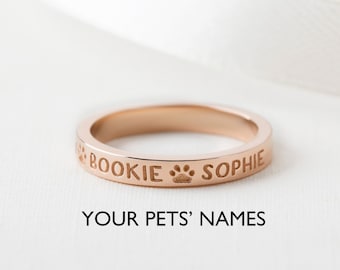 Personalisierter Haustier Ring, PfotenAbdruck Ring, Haustier Namen Schmuck, Haustier Liebhaber Geschenk, Personalisierte Haustier Ring, Hunde Katzen Liebhaber Geburtstag Geschenk