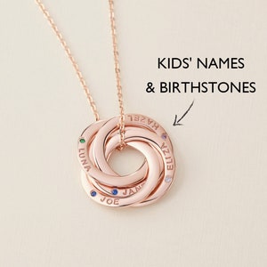 Personalized Mom Necklace Birthstone, Mother&#39;s Day Gift, Children Names Necklace, Mom Jewelry with Kids Names, Family Birthstone Necklace