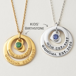 New Grammy Gift, Grandma Established Necklace, First Time Nana Gift, Mother&#39;s Day Gift, Mimi Necklace,Gigi Necklace,Grandma Gift From Baby