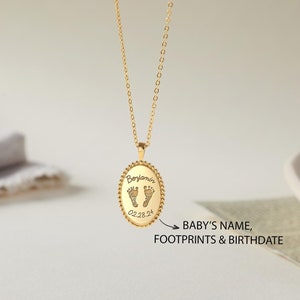 Mom To Be Necklace, First Time Mom Gifts, Engraved Footprint Necklace, Birthday Gift, Foot Print Jewelry, Handprint Necklace