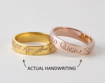 Handwriting Ring, Handwritten Ring, Memorial Handwriting Gift, Remembrance Ring, Signature Ring, Bereavement Birthday Gift,In Memory of Mom