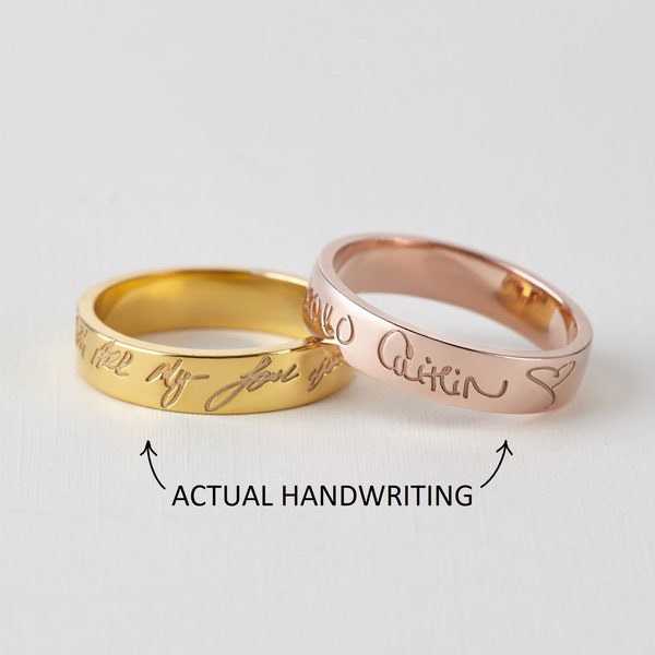 Handwriting Ring, Handwritten Ring, Memorial Handwriting Gift, Remembrance Ring, Signature Ring, Bereavement Birthday Gift,In Memory of Mom