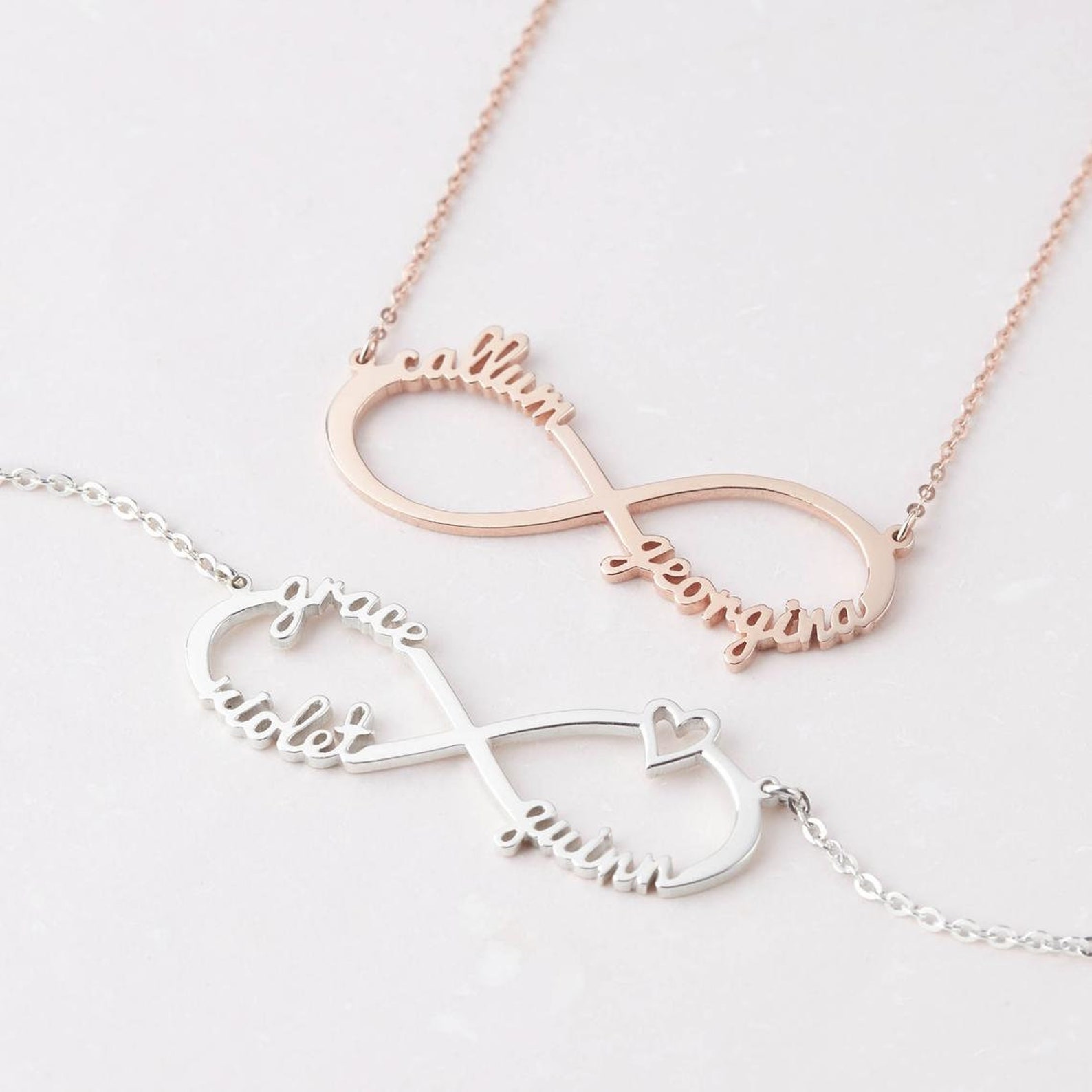 Infinity Necklace with Children Names Mom Gift From Daughter Etsy