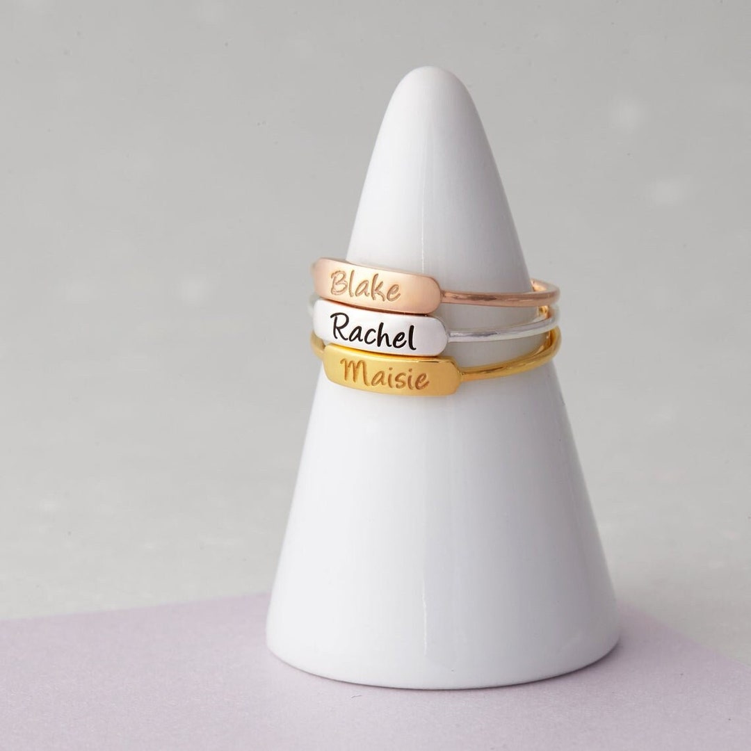 Etsy Name Rings Stackable Custom Name Ring, Stackable Simple Ring, Birthday Silver Jewelry ...