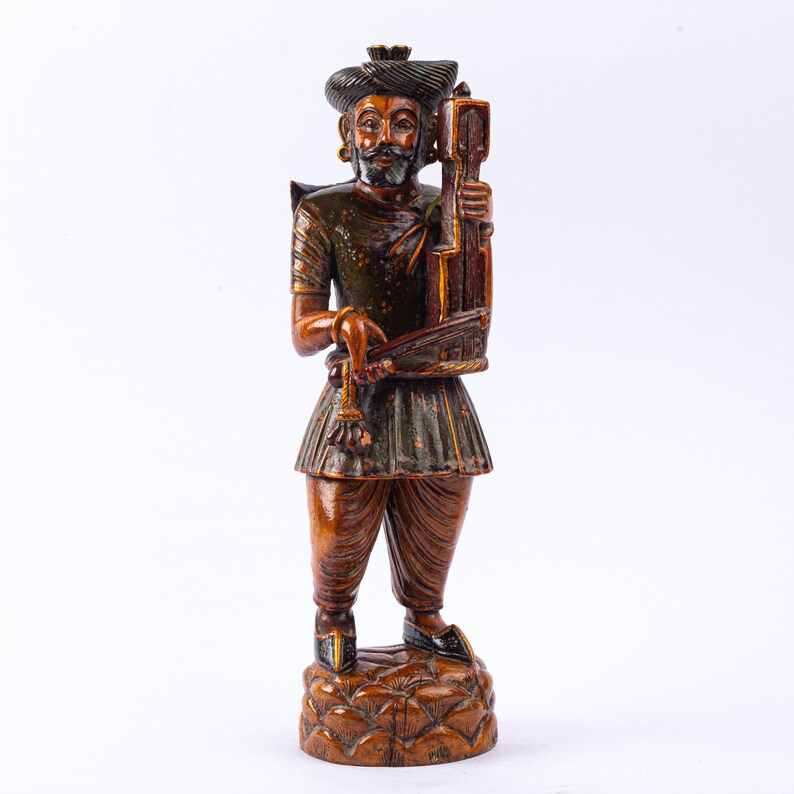 Indian musician in wood-Muscisian Statue-Unique Gift-Antique Collection