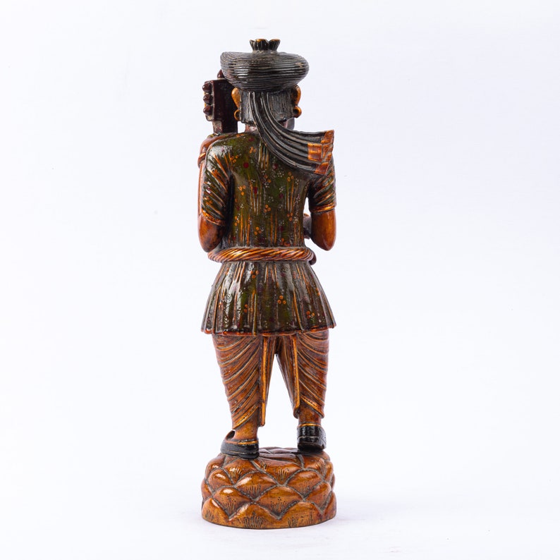 Indian musician in wood-Muscisian Statue-Unique Gift-Antique Collection