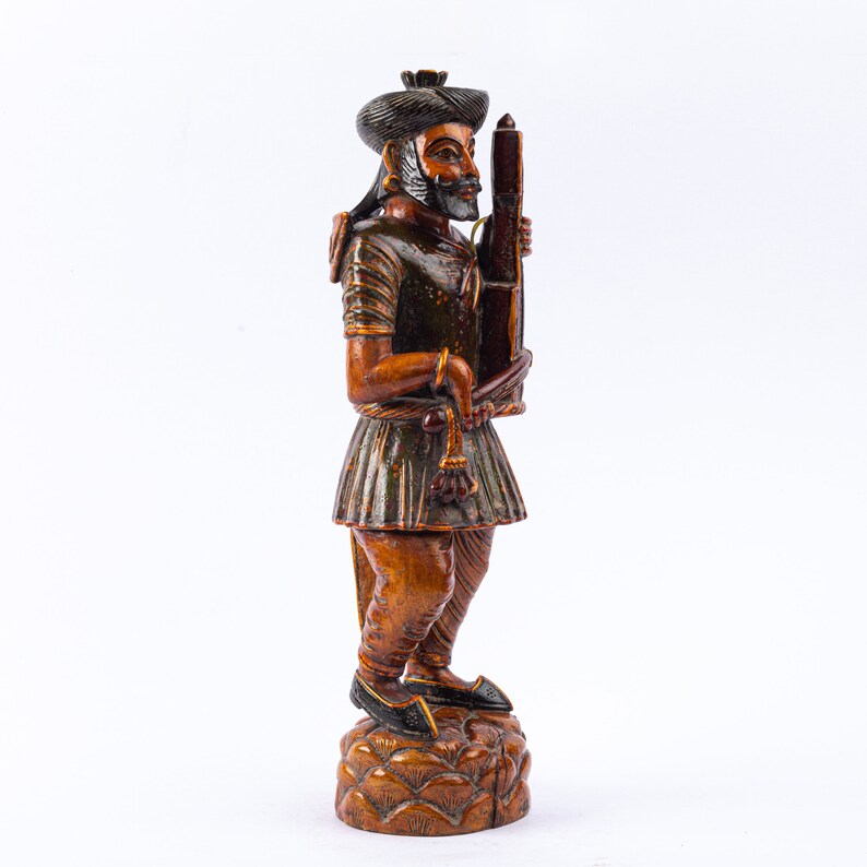 Indian musician in wood-Muscisian Statue-Unique Gift-Antique Collection