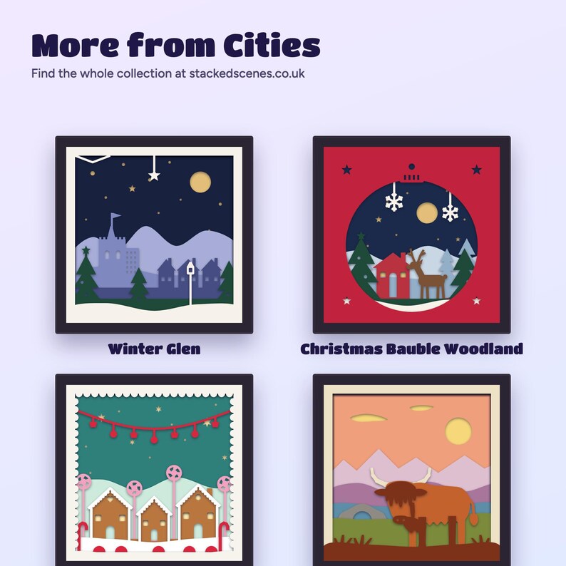 More layered shadow box designs from Stacked Scenes.