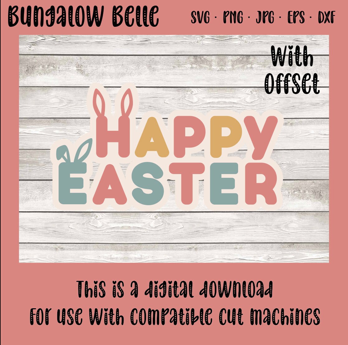 Happy Easter Font Digital Cut File in SVG PNG & JPG Instant | Etsy
