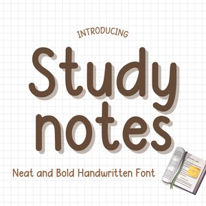 Study notes Font, Neat Handwritten Font, Neat Handwriting, Cute Font, Digital Planner Font, Digital Notes, Note Taking Font, Goodnotes Font