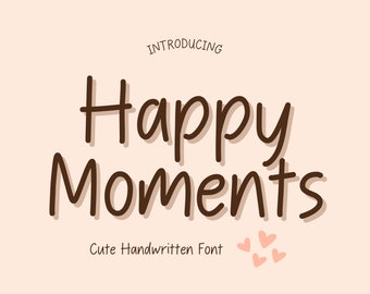 Happy Moments Schriftart, süße handgeschriebene Schriftart, süße Handschrift Schriftart, digitale Planer Schriftart, digitale Notizen, Notizen Schriftart, Goodnotes Schriftart