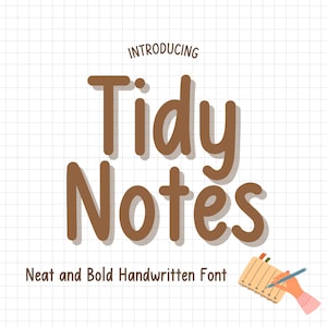Tidy Notes フォント、きれいな手書きフォント、きれいな手書き、かわいいフォント、デジタル プランナー フォント、デジタル ノート、メモを取るフォント、Goodnotes フォント