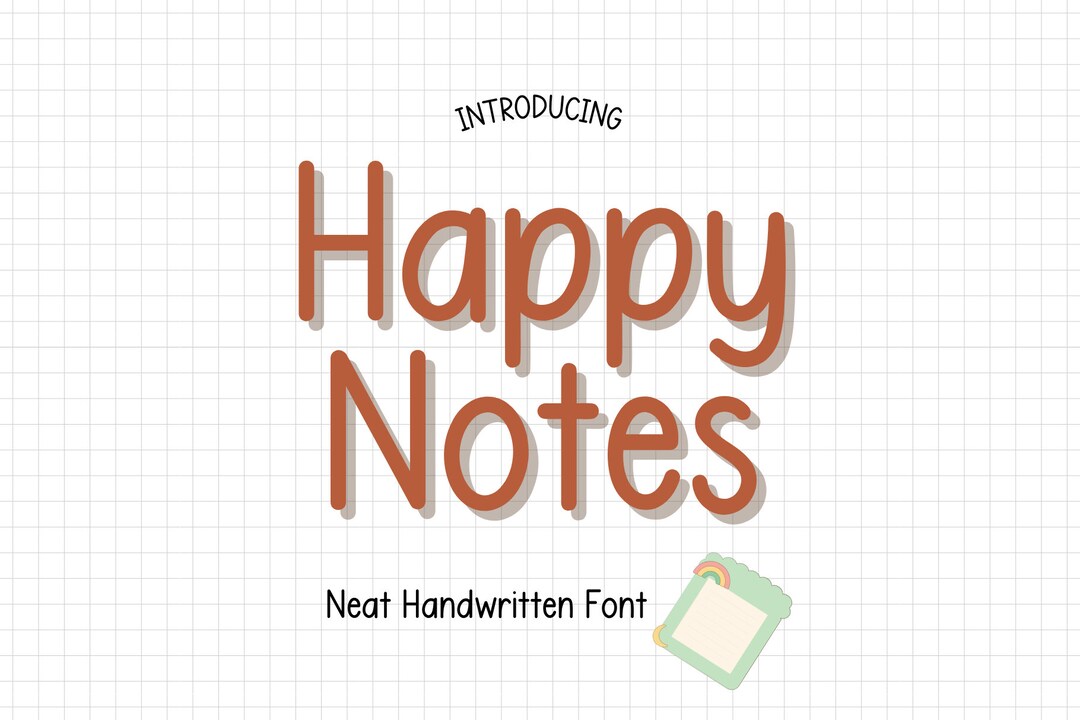 Happy Notes Graphics Happy Notes Font: Neat Handwritten Font for Digital Planning (OTF, TTF ...