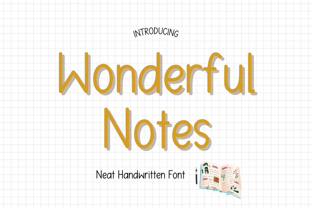 Wondefull Note Wonderful Notes Font, Neat Handwritten Font, Neat Handwriting, Cute ...