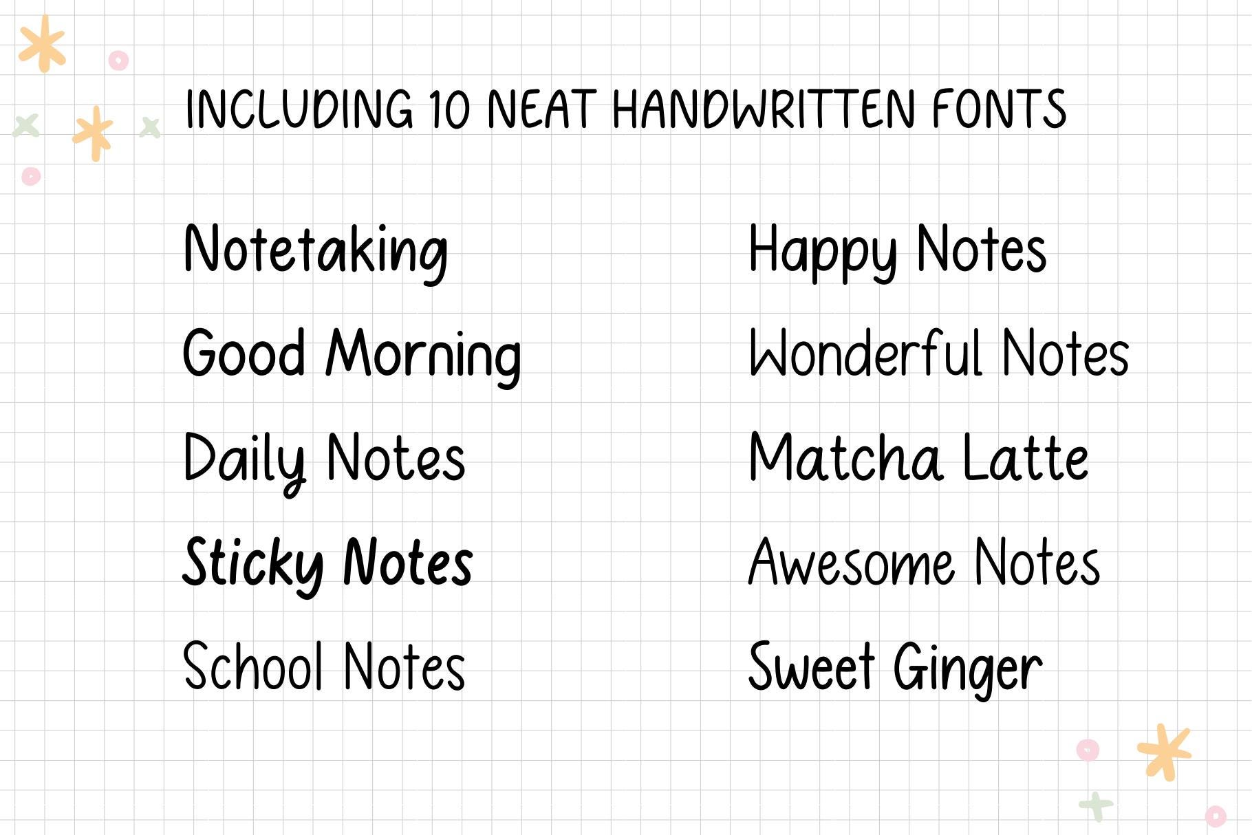 Neat Handwritten Font Bundle: 10 Fonts for Digital Planning (OTF, TTF ...