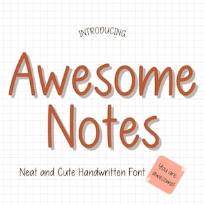 Awesome Notes Font, Neat Handwritten Font, Neat Handwriting, Cute Font, Digital Planner Font, Digital Notes, Notetaking Font, Goodnotes Font