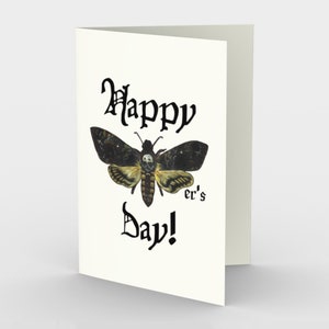 Carte de fête des mères, carte de voeux de mite de 5 "x 7", sphinx tête de mort, oeuvre d'art de mite de silence des agneaux, maman d'art de goth de faune, mère, parent