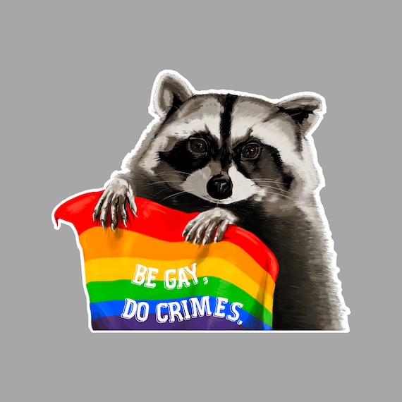 Sticker Be Gay Do Crimes Pride Raccoon Bumper Laptop Decal | Etsy
