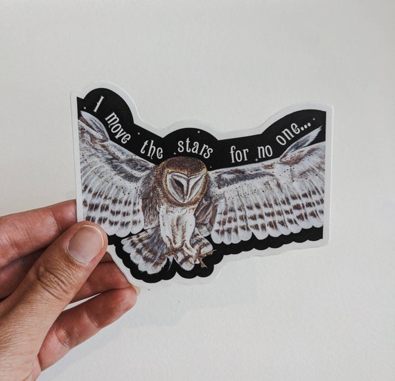 Sticker, Flying Barn Owl Decal, Labyrinth Heat Proof Laptop Bumper  