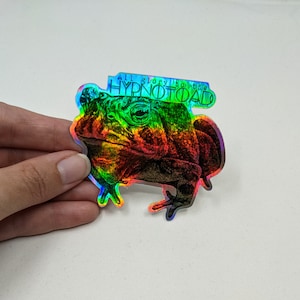 Holographic Sticker, hypnotoad, bumper laptop decal toad, frog, amphibian, futurama quote, nerd, cartoon, frogs, toads, hypno toad heatproof