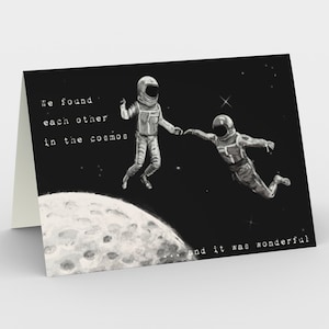 宇宙愛のグリーティング カード、宇宙ゴス アート作品、科学、宇宙飛行士、バレンタイン、記念日、科学者、月、宇宙、宇宙、銀河