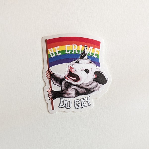 Possum Sticker, Be Gay Do Crimes, Be Crime Do Gay pride, bumper laptop decal heatproof trash queer LGBTQ, LGBTQIA+, lesbian, trans, bisexual