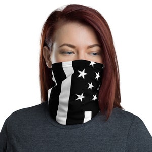 Máscara facial da bandeira dos EUA Bandeira da América pescoço polaina-pescoço polaina-EUA cobertura facial estrelas listras branco preto