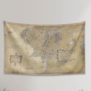 Le Seigneur des anneaux, carte de la terre du milieu, revêtement mural, tapisserie, tenture murale pour chambre, dortoir universitaire, bureau, décoration d'intérieur
