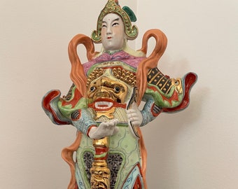 Wei Tuo Bodhisattva Skanda Buddha Chinese God Porcelain Large 18'' Statue