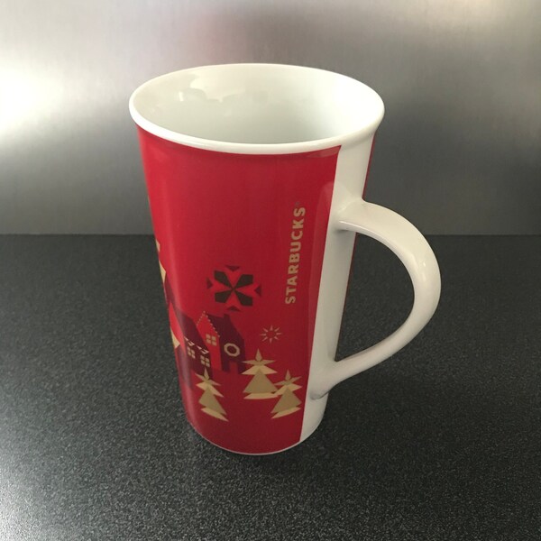 Starbucks Kerst Hoge Rode Dorpsscène Koffiemok 18 oz.