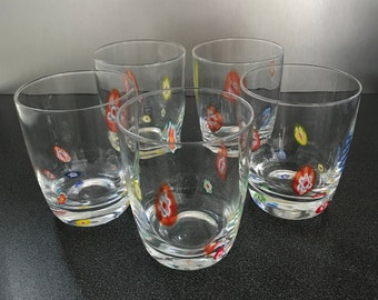 Murano Millefiori Drinking Glasses Set of 5